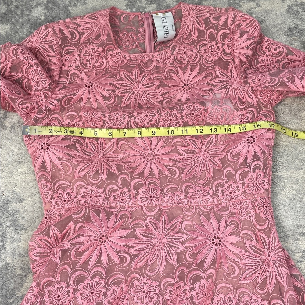 NWT Valentino Garavani Floral Guipure Lace Gown Dusty Rose Pink Maxi Sz 42 - Picture 7 of 16